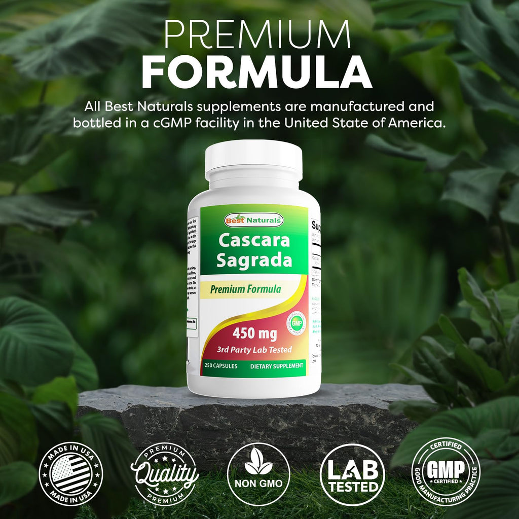 Best Naturals Cascara Sagrada 450 mg - 250 Capsules - image 5