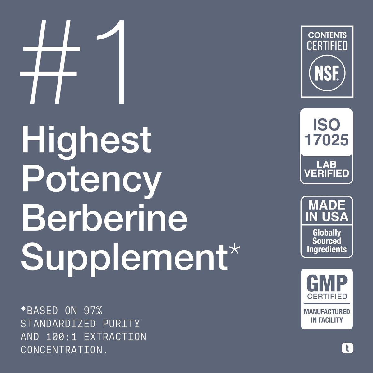 Toniiq NSF Certified Ultra High Strength Berberine HCl - 180 Capsules - image 3