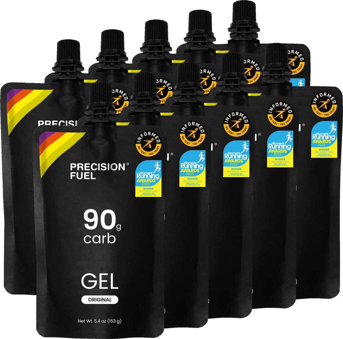 Precision Hydration PF90 Energy Gels for Running - Pack of 10