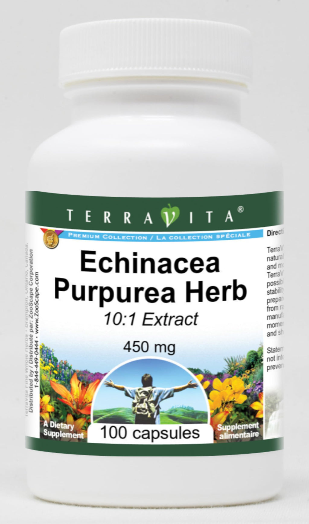 Terravita Echinacea Purpurea Herb 10:1 Extract 450 mg - 100 Capsules