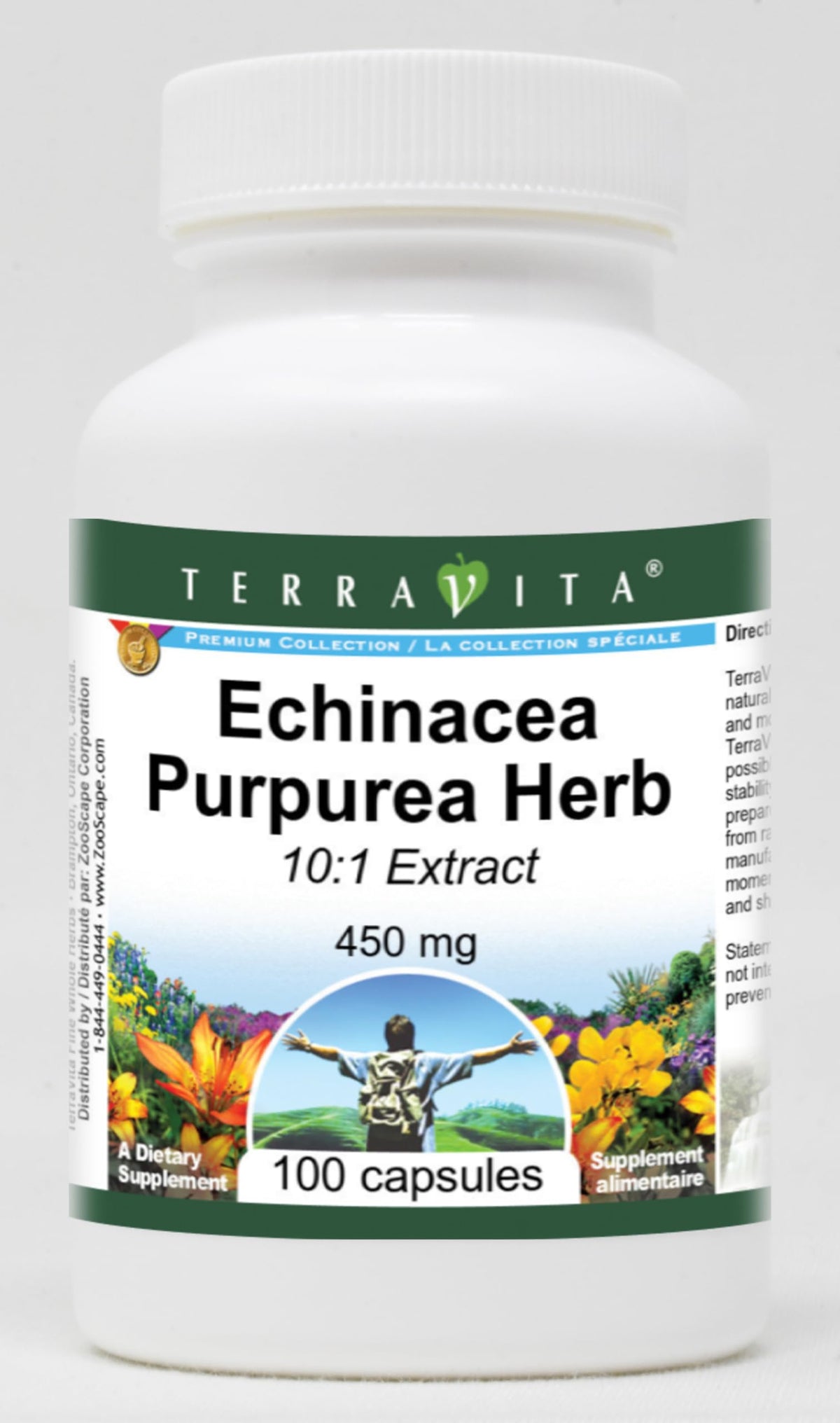 Terravita Echinacea Purpurea Herb 10:1 Extract 450 mg - 100 Capsules