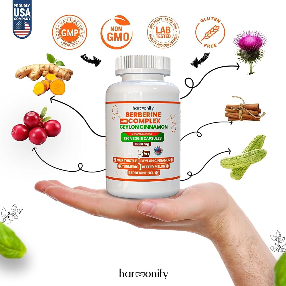 HARMONIFY Berberine Supplement with Ceylon Cinnamon - 120 Capsules - image 3