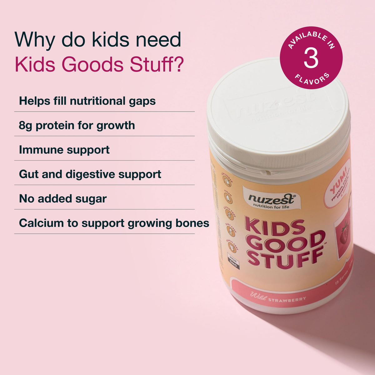 Nuzest Kids Good Stuff Vegan Smoothie Mix Strawberry - 15 Servings - image 5
