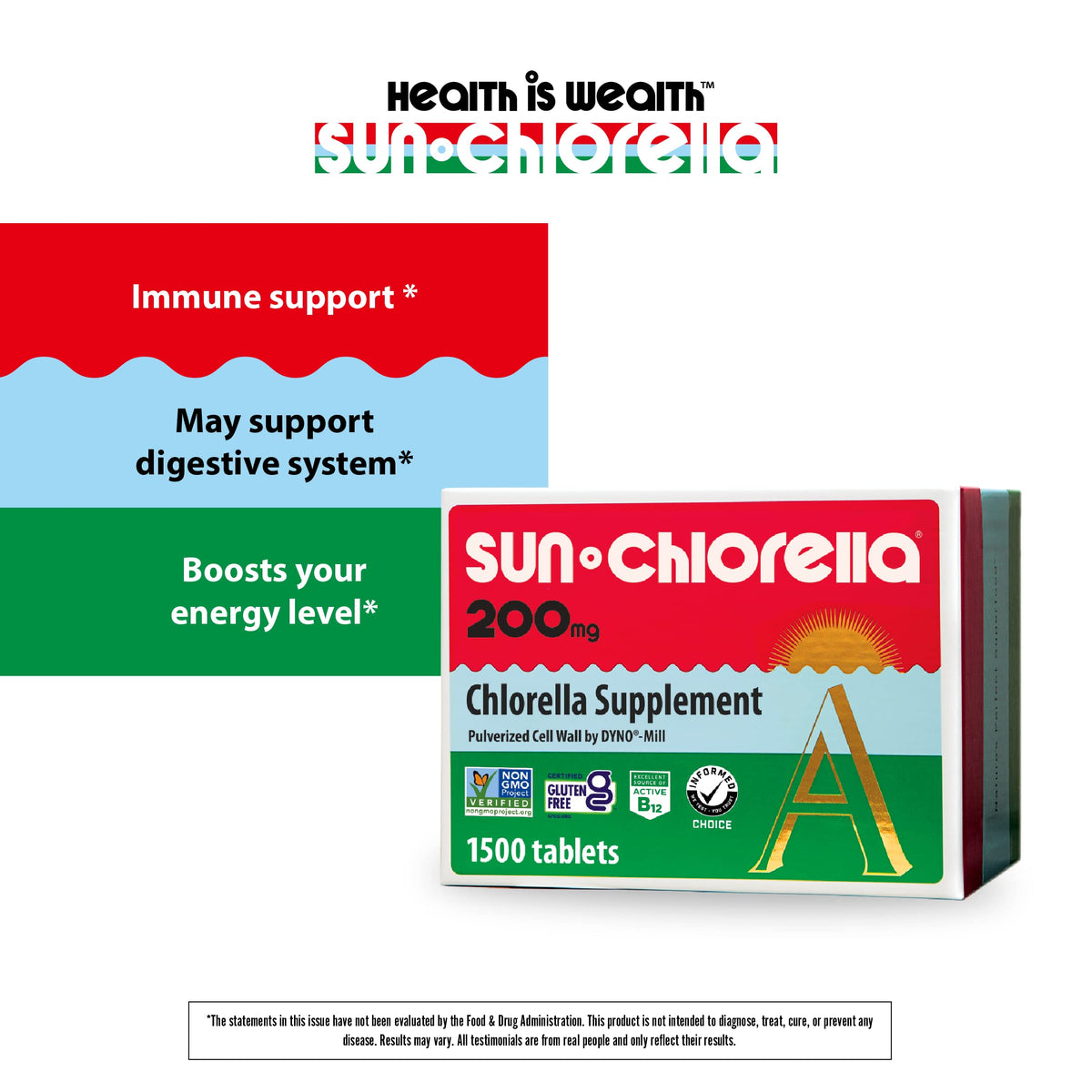 Sun Chlorella 200mg Tablets, 90%+ Pulverized Cell Wall - 1500 Count - image 5