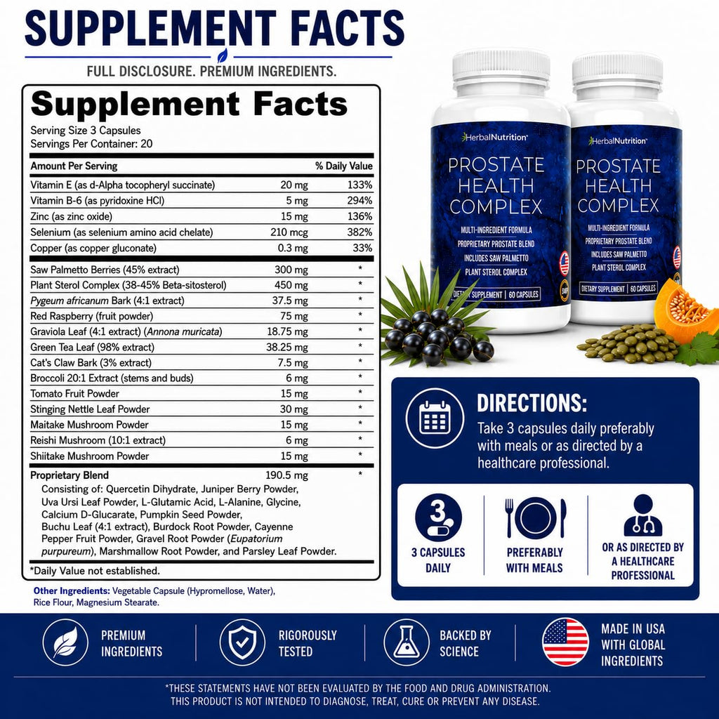 Herbal Nutrition Prostate Health Support with Beta Sterols - 120 Capsules - image 6