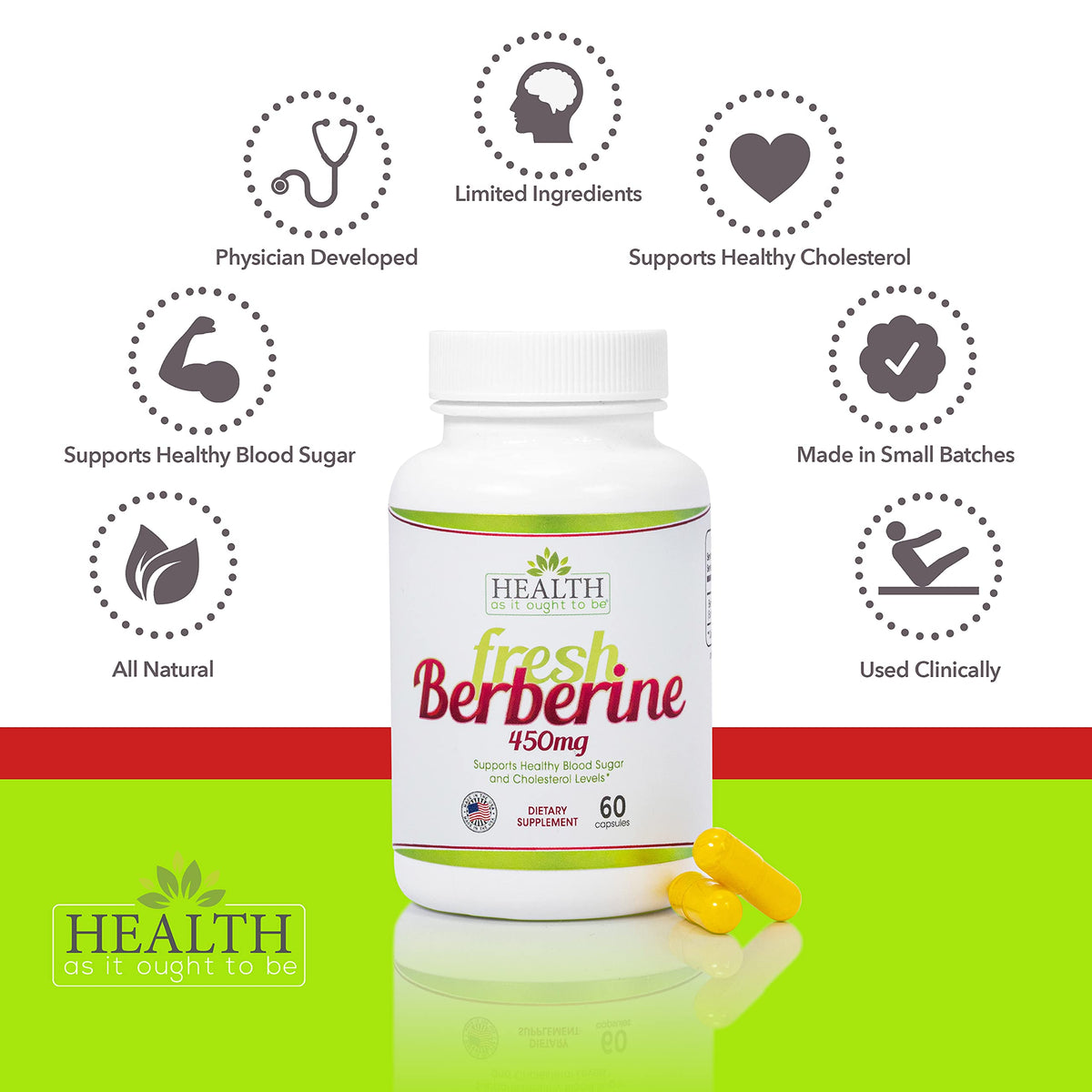 Health As It Ought To Be Berberine 450mg Metabolic Support - 60 Capsules - image 4