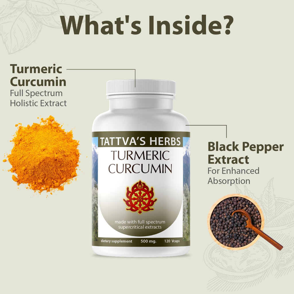 Tattva's Herbs Turmeric Curcumin 500mg Joint Support - 240 Capsules - image 2