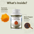 Tattva's Herbs Turmeric Curcumin 500mg Joint Support - 240 Capsules - image 2