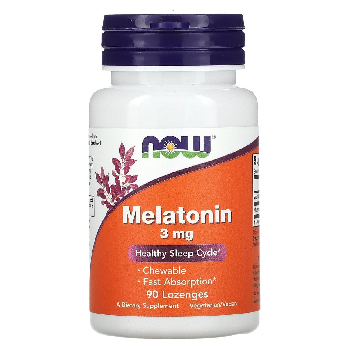 NOW Foods Melatonin 3 mg Chewable Lozenges - 180 Count
