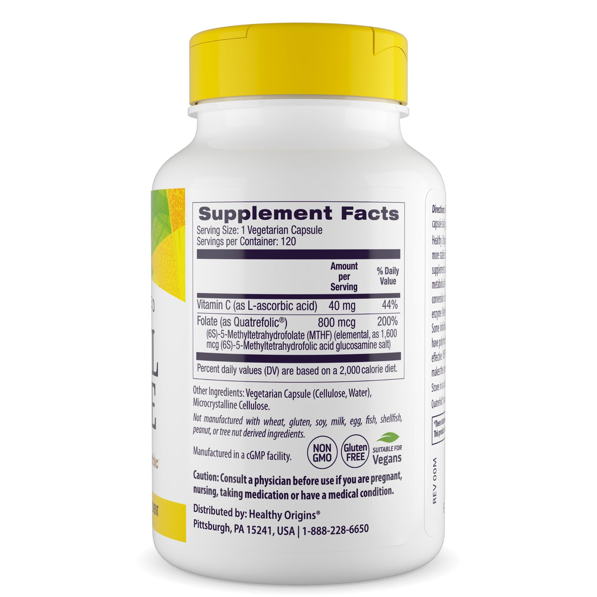 Healthy Origins Methyl Folate Quatrefolic 800 mcg - 120 Vegetarian Capsules - image 2