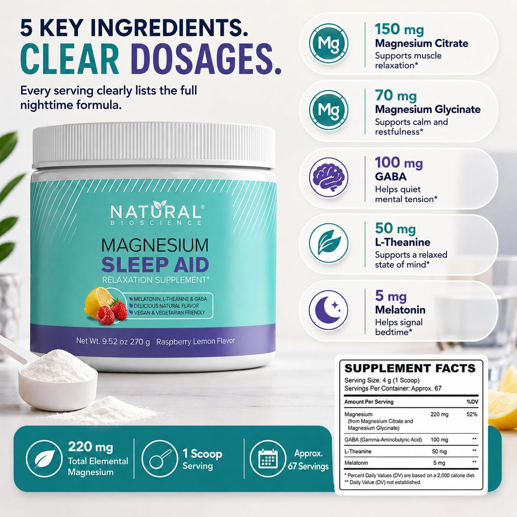 Natural BioScience Magnesium Sleep Night Time Powder - 9.52 oz - image 4