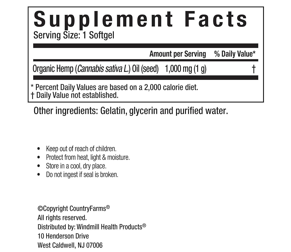 Country Farms Hemp Seed Oil 1000mg Immune Support - 90 Softgels - image 2