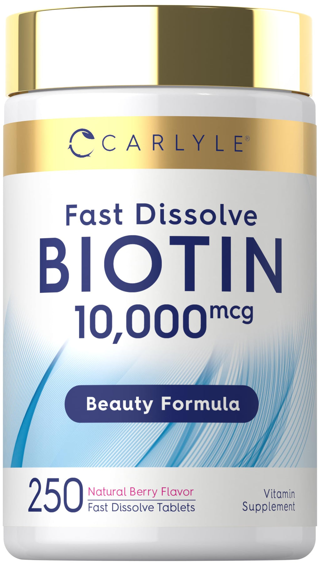 Carlyle Biotin 10000mcg Max Strength - 250 Fast Dissolve Tablets