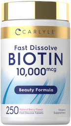 Carlyle Biotin 10000mcg Max Strength - 250 Fast Dissolve Tablets