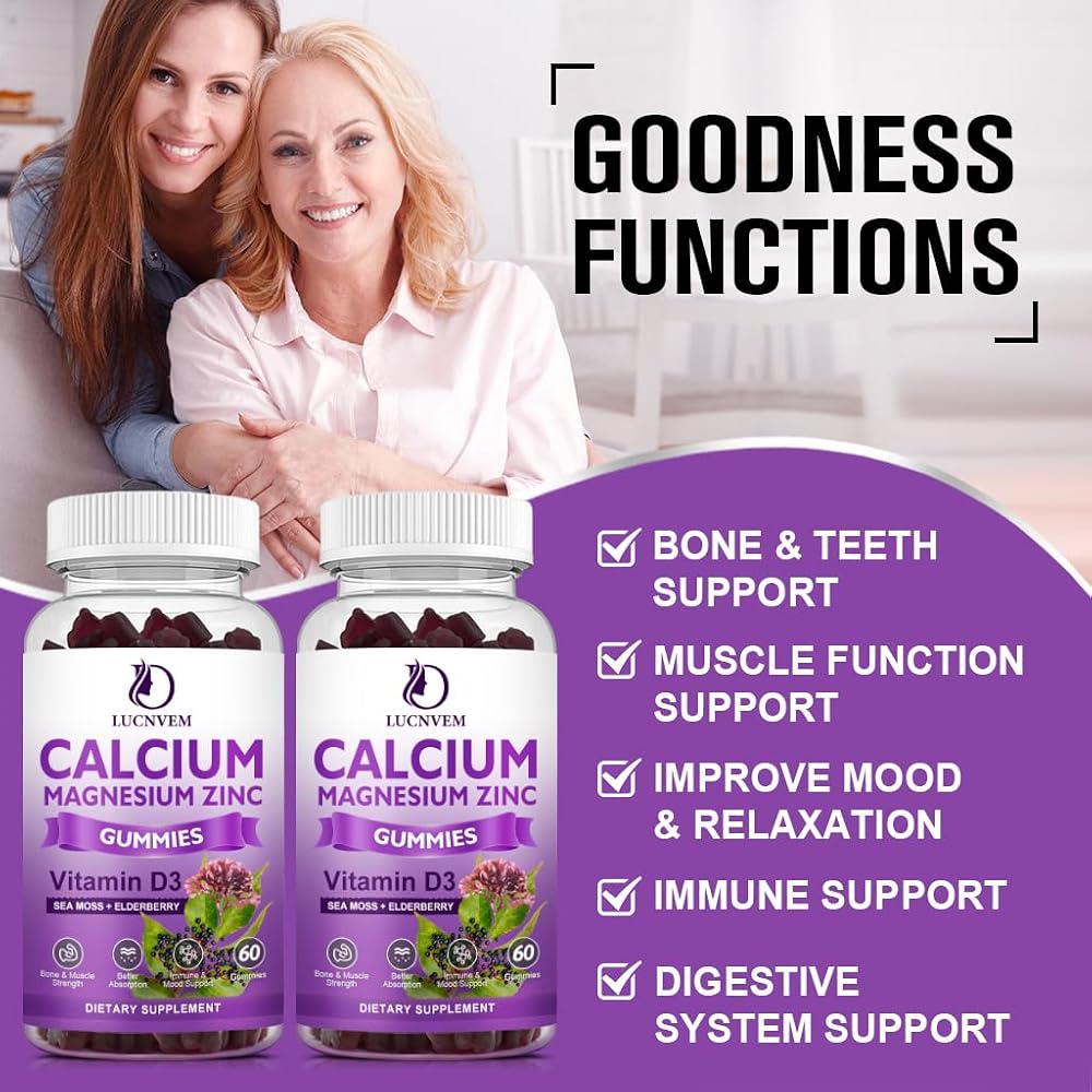 LUCNVEM Sugar Free Calcium Magnesium Zinc Gummies