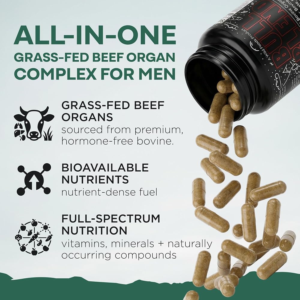 Wild Grass Fed Beef Organ Supplement for Men Prostate Health - 180