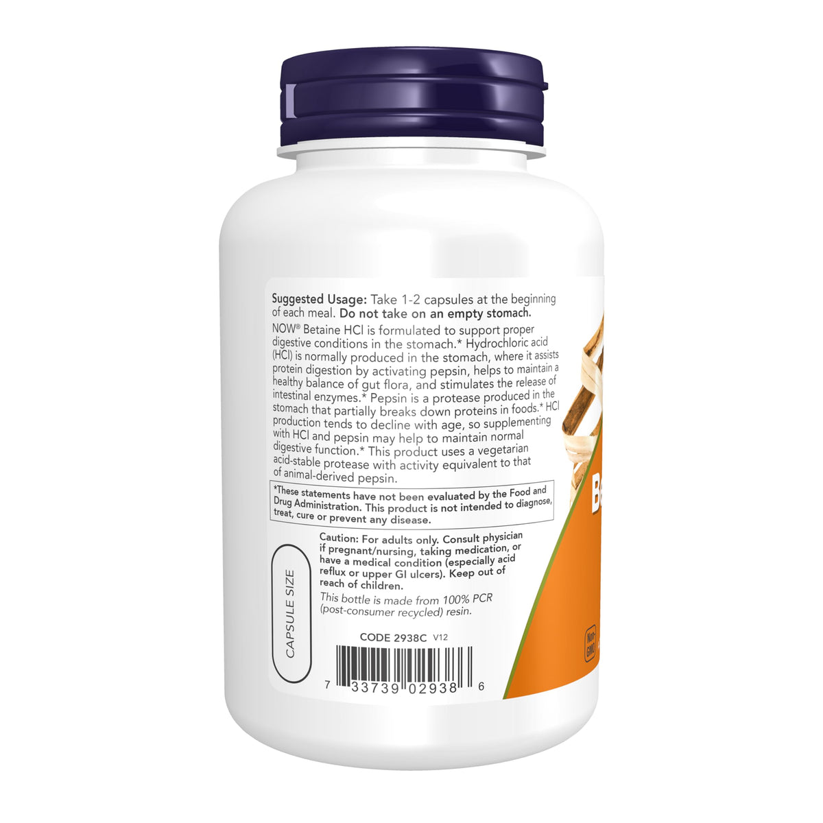 NOW Supplements Betaine HCl 648 mg Digestive Support - 120 Vegetarian Capsules - image 3