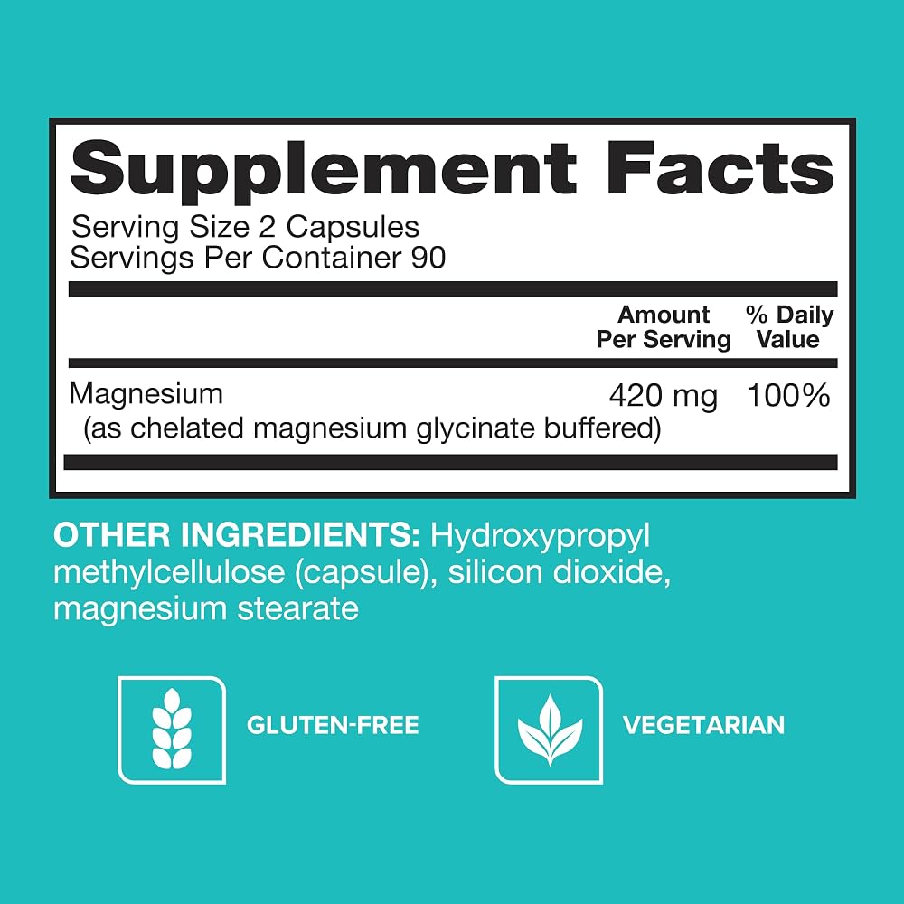 Qunol Magnesium 420mg Extra Strength - 180 Vegetarian Capsules - image 6