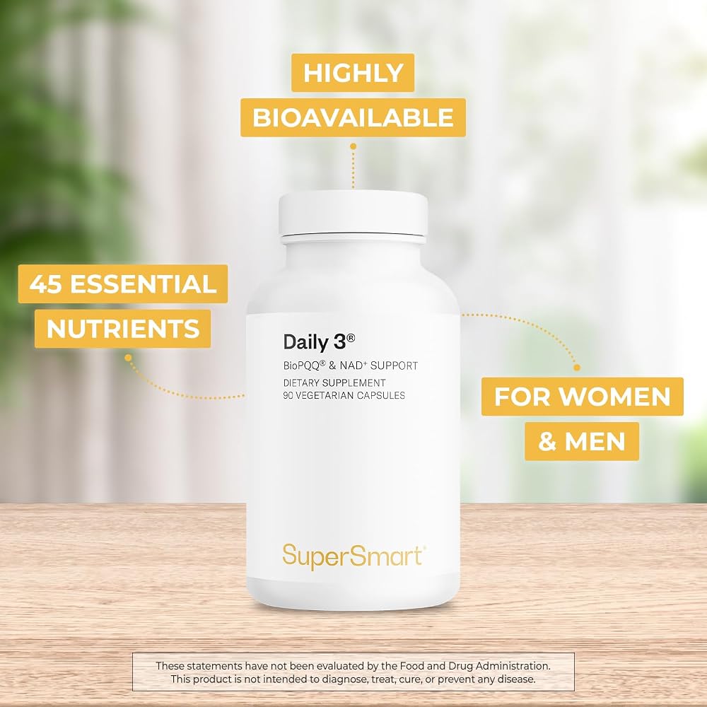 Supersmart Daily3 + Bio PQQ Multivitamin - 90 Vegetarian Capsules - image 3
