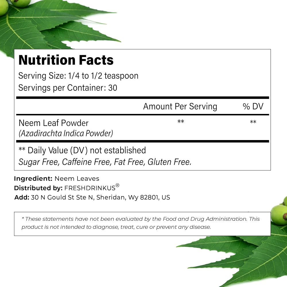 FreshDrinkUS Neem Leaf Powder 100% Natural - 6oz - image 8
