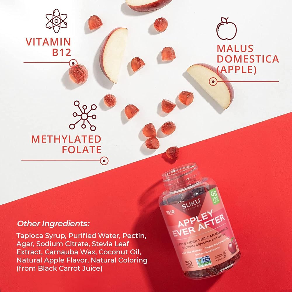 SUKU Apple Cider Vinegar Gummies with Mother, Sugar Free - 50 Gummies - image 5