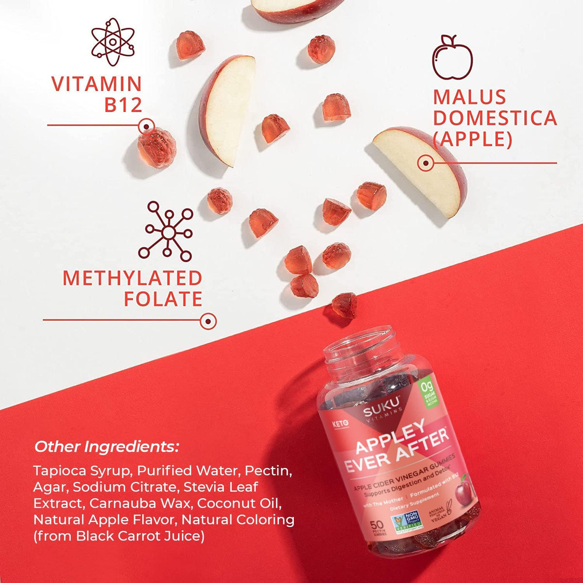 SUKU Apple Cider Vinegar Gummies with Mother, Sugar Free - 50 Gummies - image 5