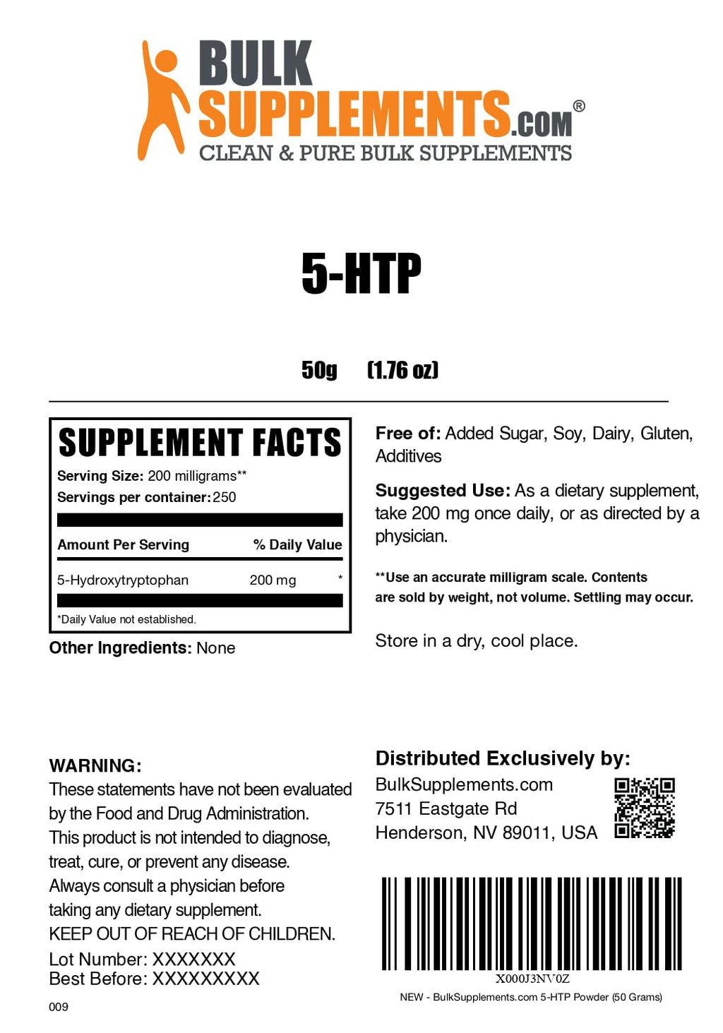BulkSupplements.com 5-HTP Powder (5-Hydroxytryptophan)
