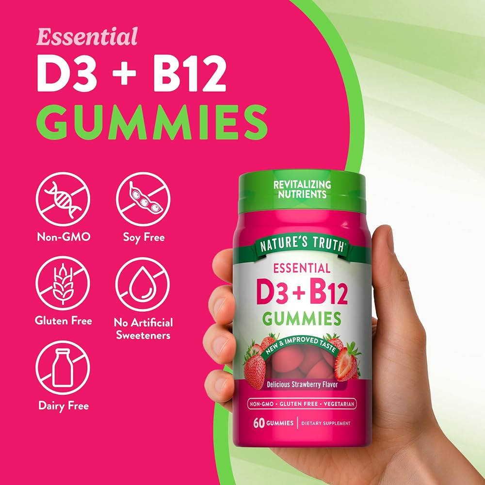 Nature's Truth Vitamin D3 and B12 Gummies for Adults - 60 Count - image 3