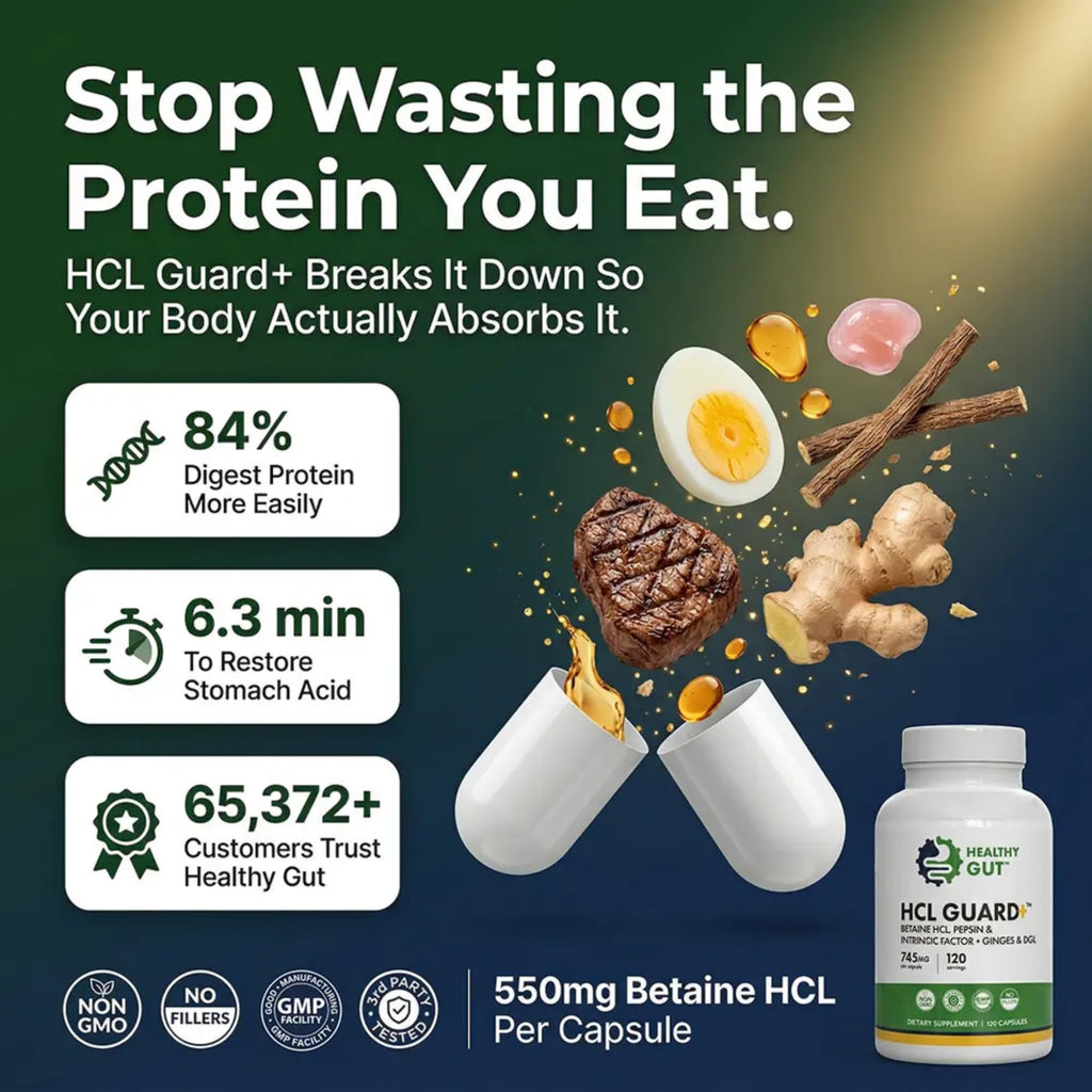 Healthy Gut HCL Guard Protein Digestion Support - 120 Capsules - image 4