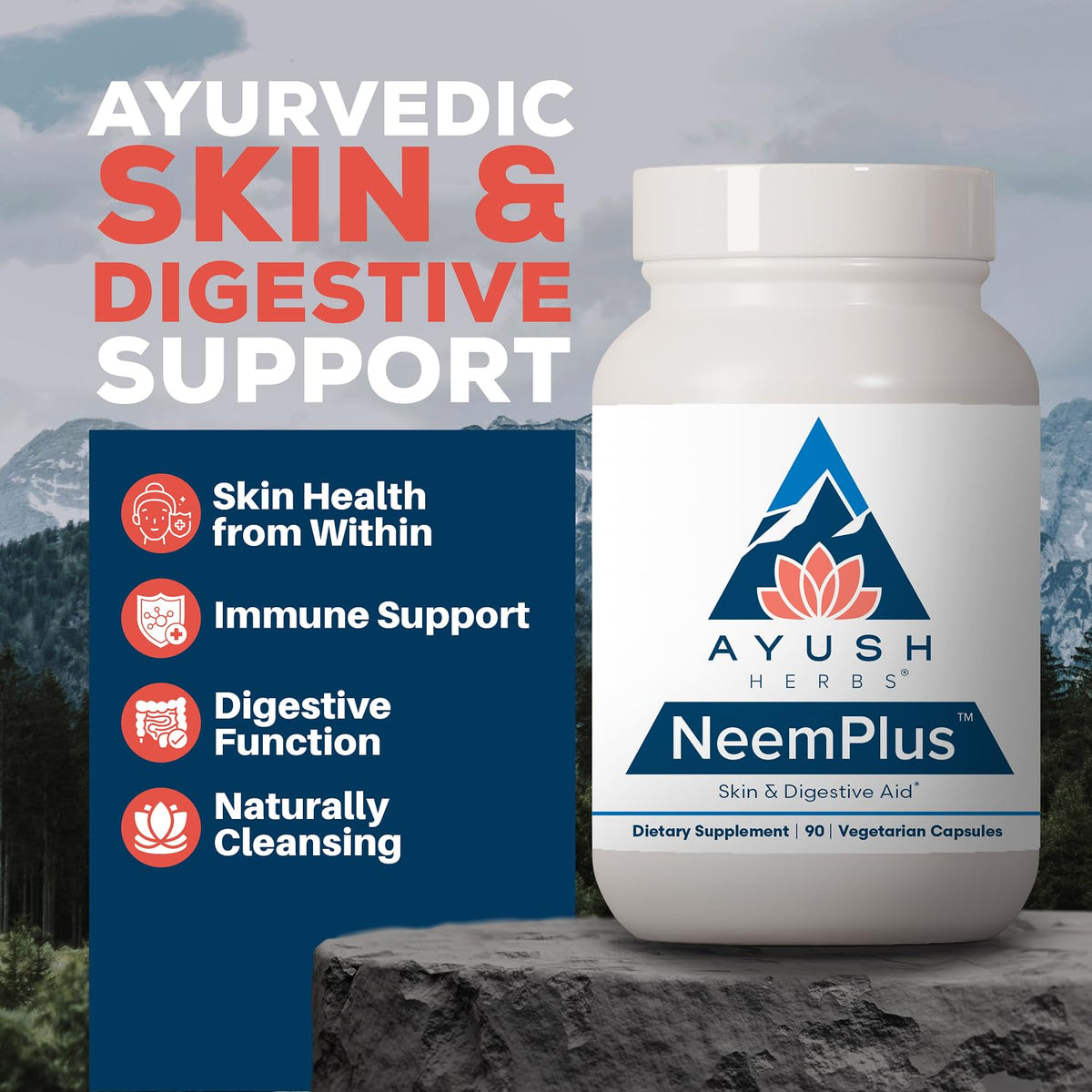 Ayush Herbs Neem Plus Digestive Health - 90 Capsules - image 2