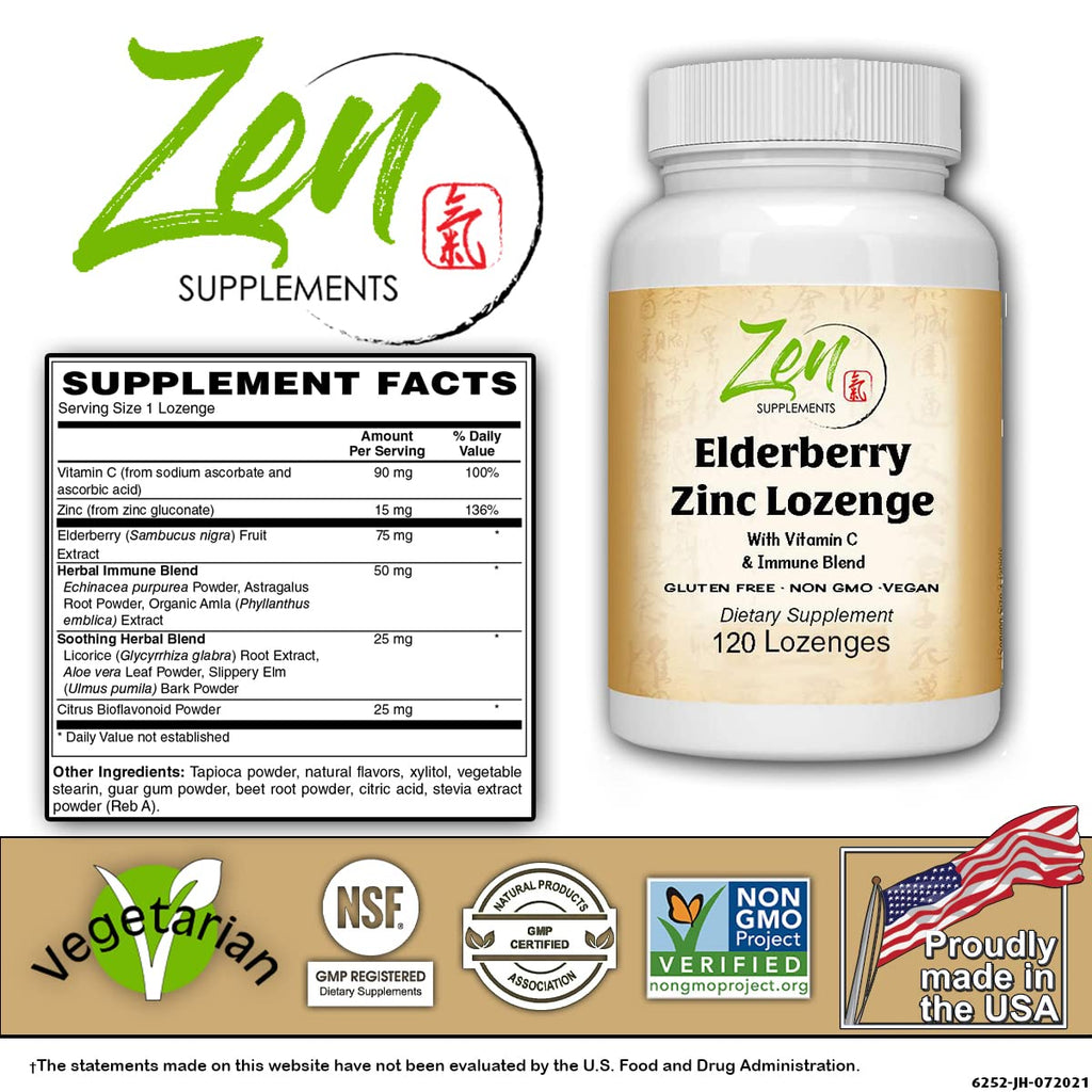 Zen Supplements Elderberry Zinc Lozenge Immune Blend - 120 Count - image 5