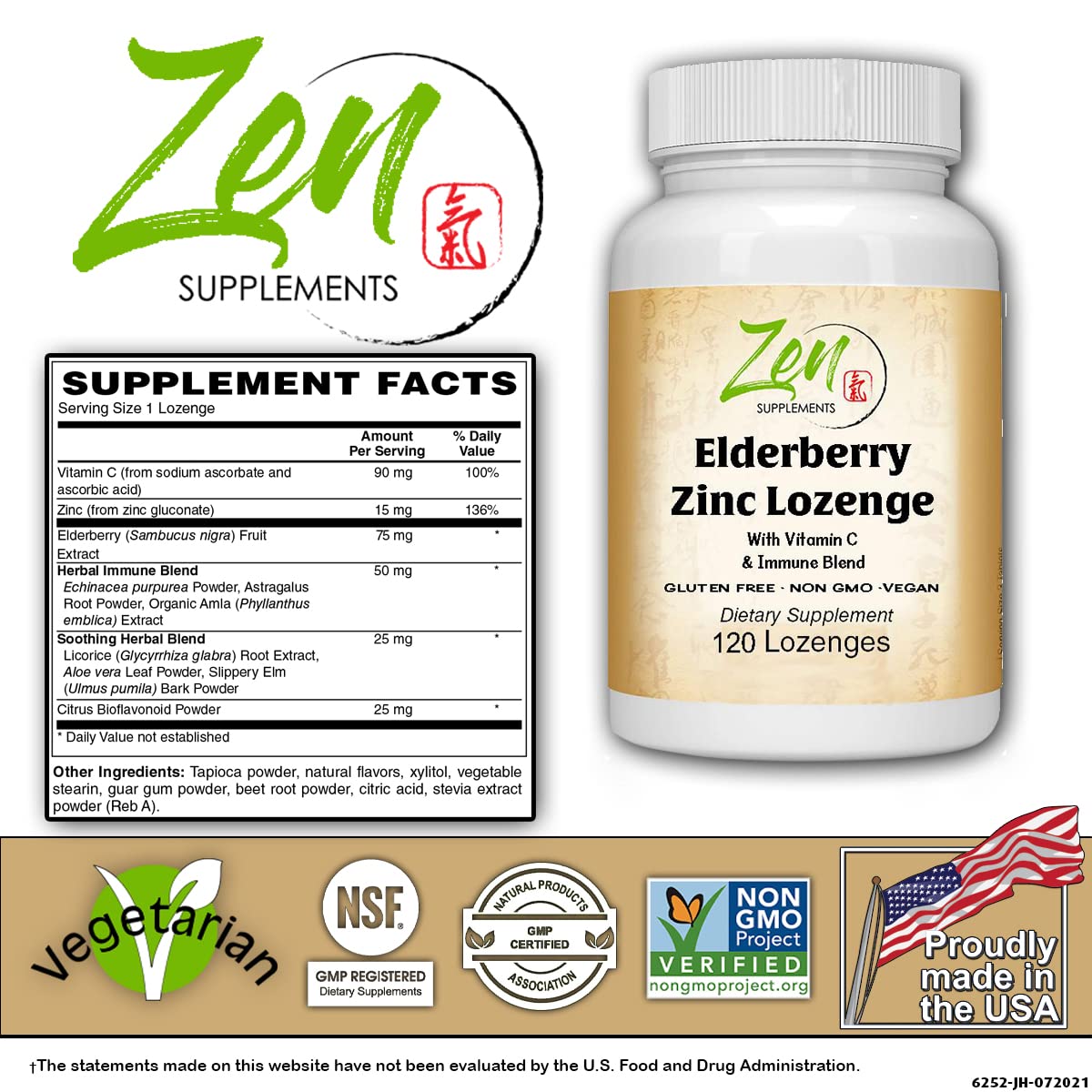Zen Supplements Elderberry Zinc Lozenge Immune Blend - 120 Count - image 5