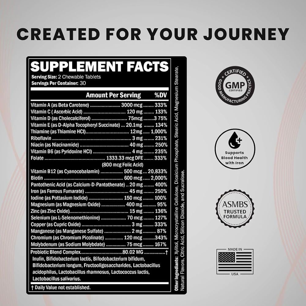 Journey Bariatric Multivitamin with Probiotics & Iron - 60 Chewables - image 3