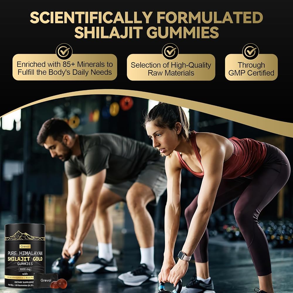 Grevol Pure Himalayan Shilajit Gummies: Gold Grade Shilajit Riched