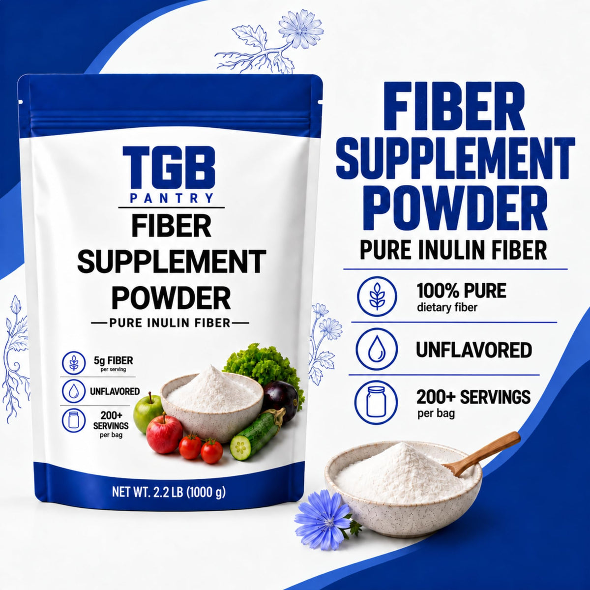 YOLEEZ TGB Inulin Powder Soluble Prebiotic Fiber - 2.2 lb - image 5