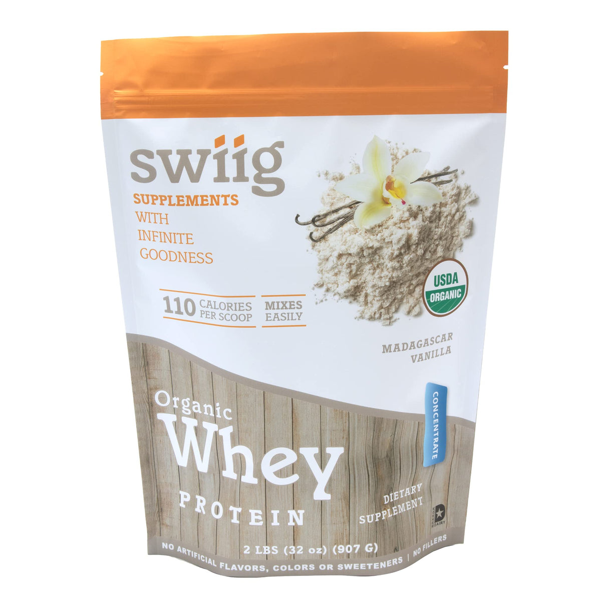 swiig Organic Whey Protein Concentrate Vanilla - 2 lb