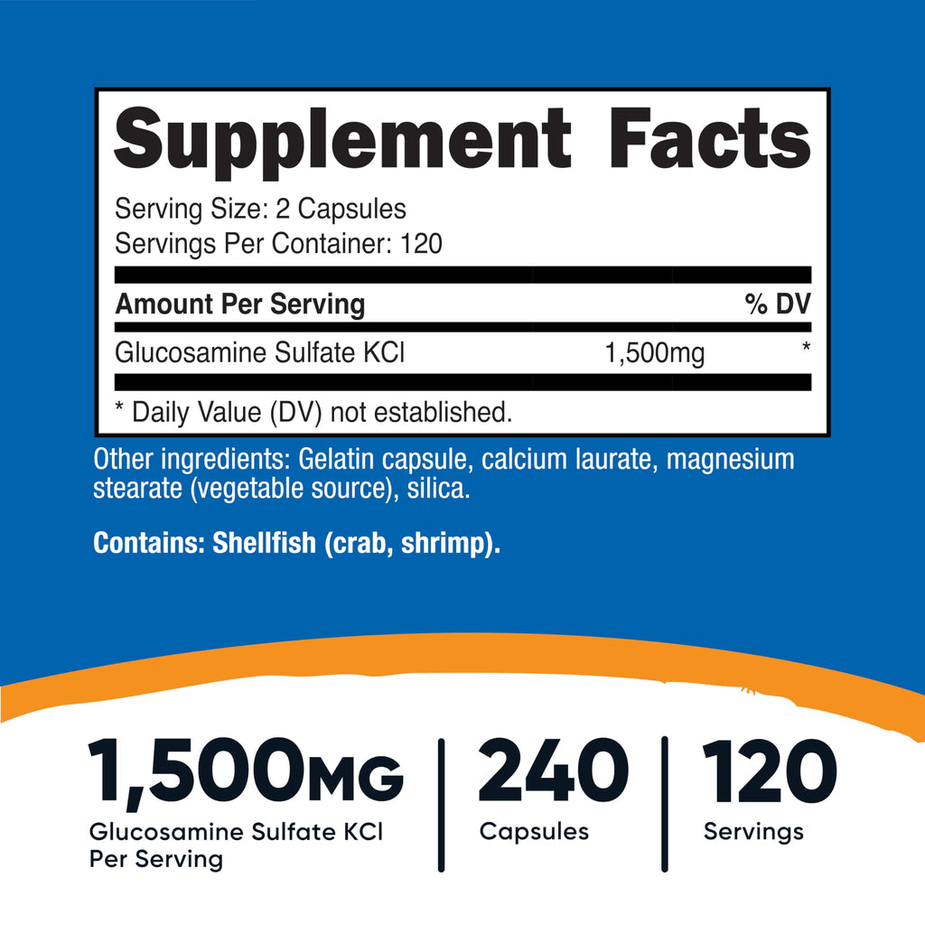 Nutricost Glucosamine Sulfate 750mg, 240 Capsules (1500mg Per Serving)