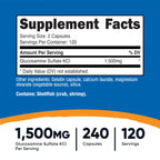 Nutricost Glucosamine Sulfate 750mg, 240 Capsules (1500mg Per Serving)