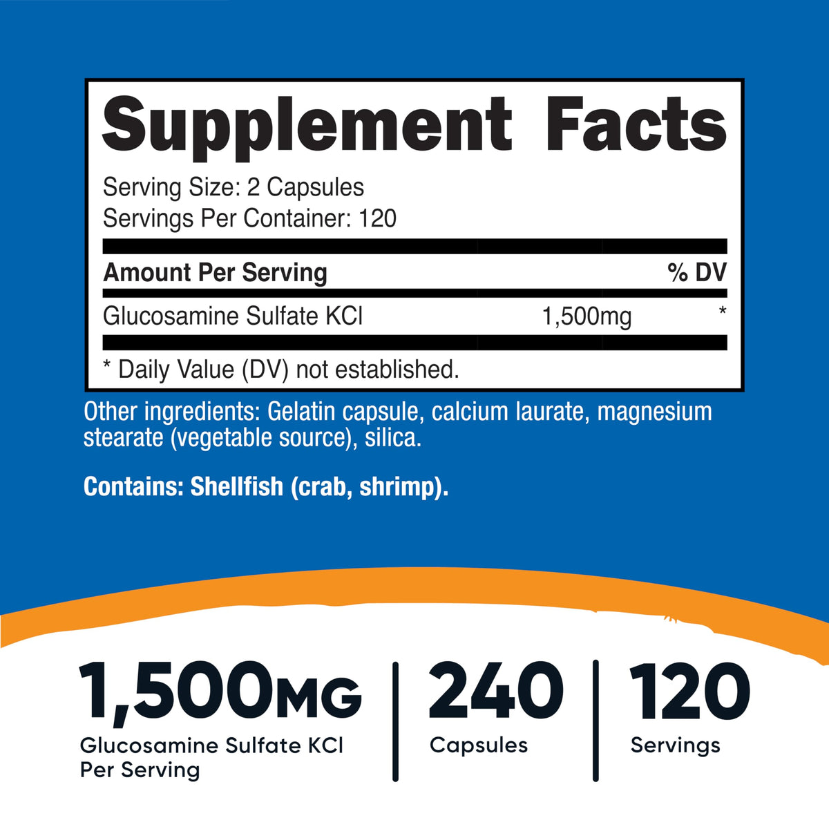 Nutricost Glucosamine Sulfate 750mg, 240 Capsules (1500mg Per Serving)