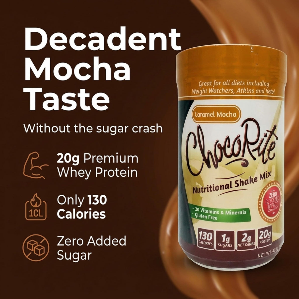 ChocoRite Caramel Mocha Protein Shake Mix - 14.7 oz - image 2