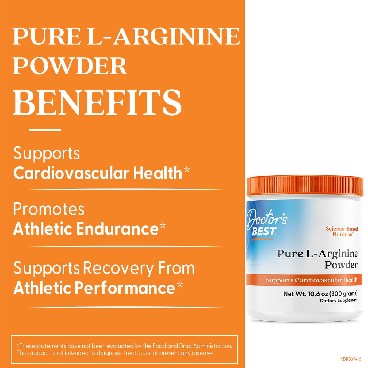Doctor's BEST Pure L-Arginine Powder Blood Flow Support - 10.6 oz - image 2