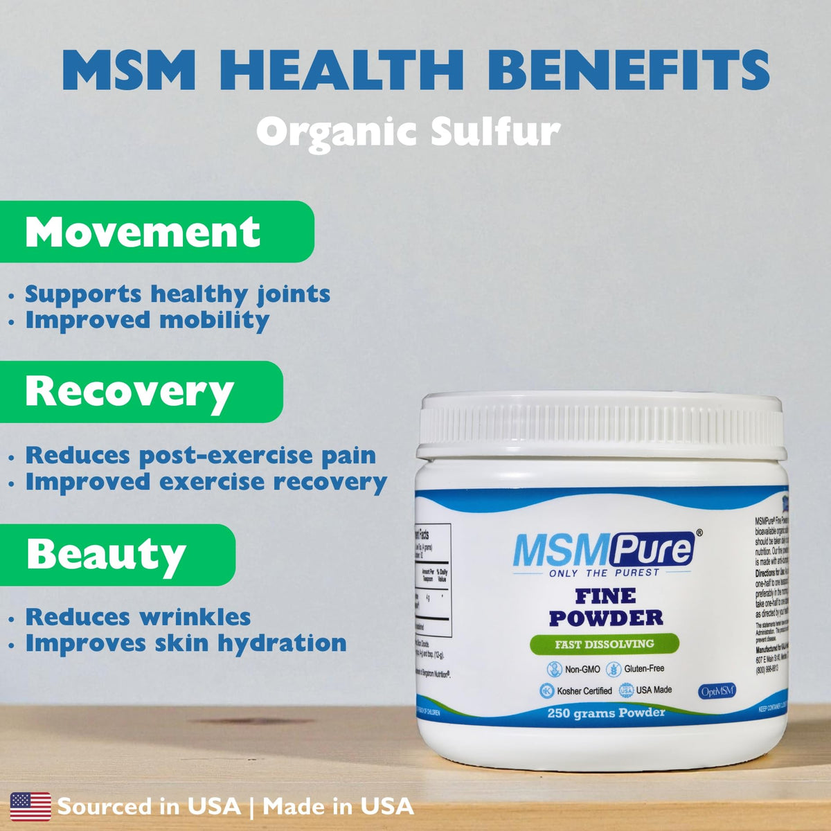 KALA HEALTH MSMPure MSM - Fine Powder Crystals