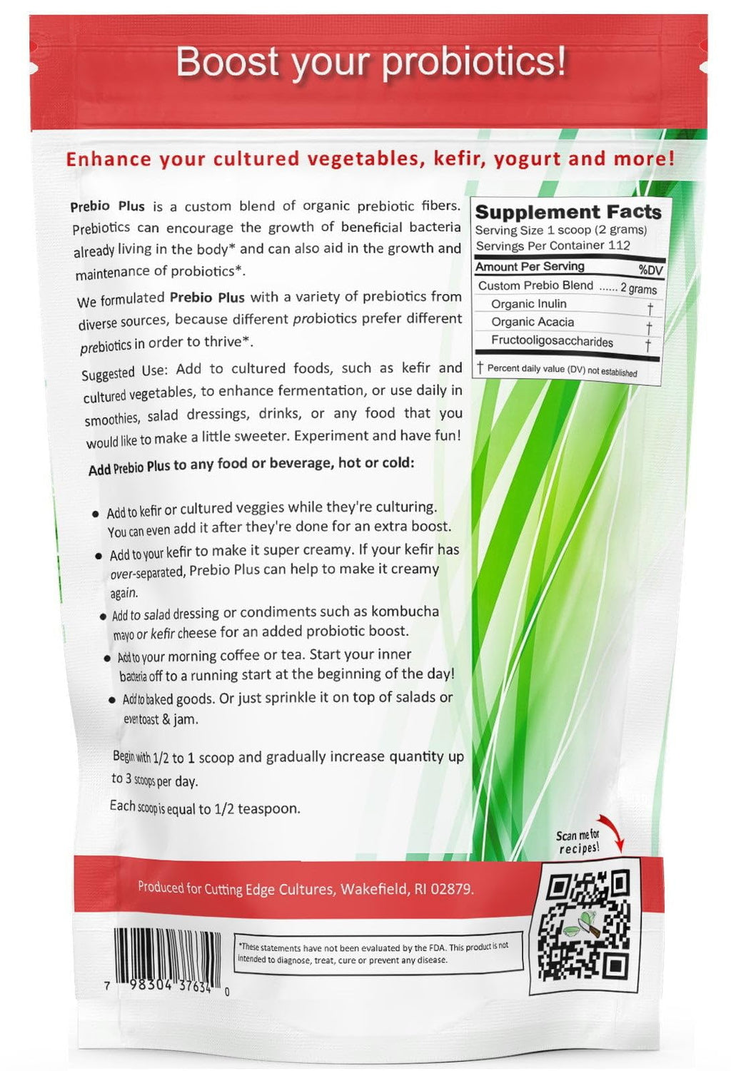 Cutting Edge Cultures Prebio Plus Prebiotic Fiber Powder - 8 oz - image 6