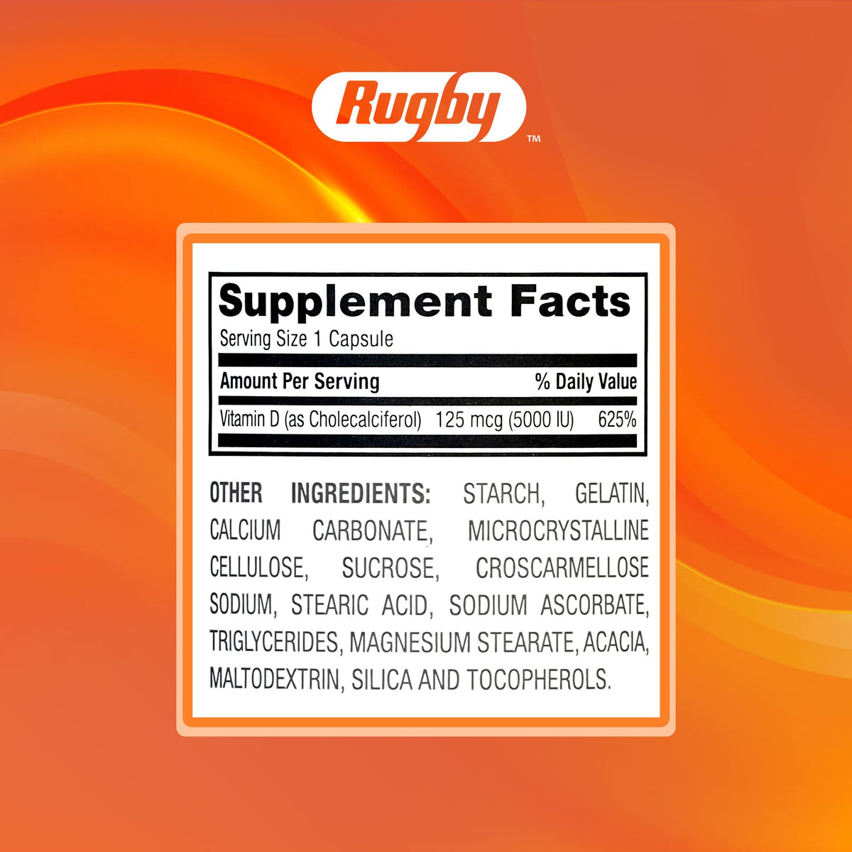 Rugby Vitamin D3 5000 IU - 100 Capsules - image 8