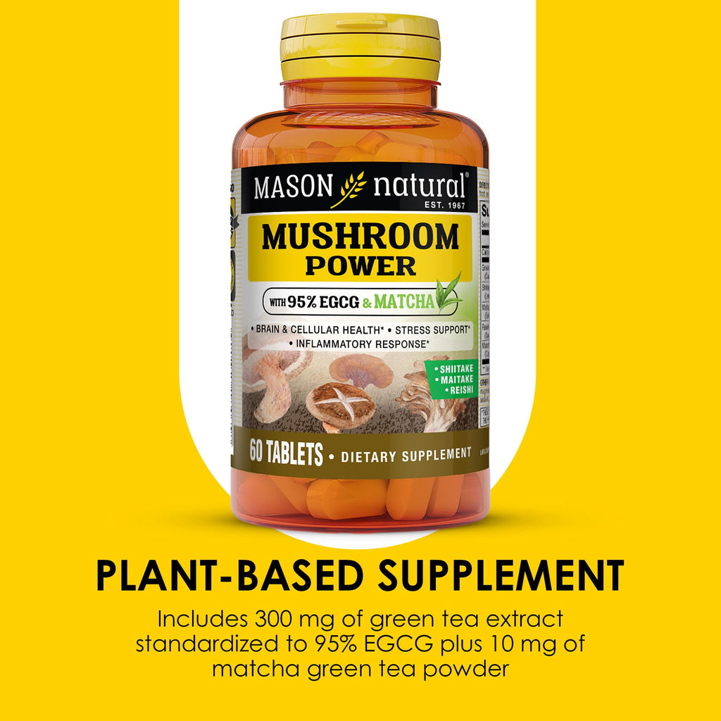 MASON NATURAL Mushroom Power with Matcha - 60 Tablets - image 4