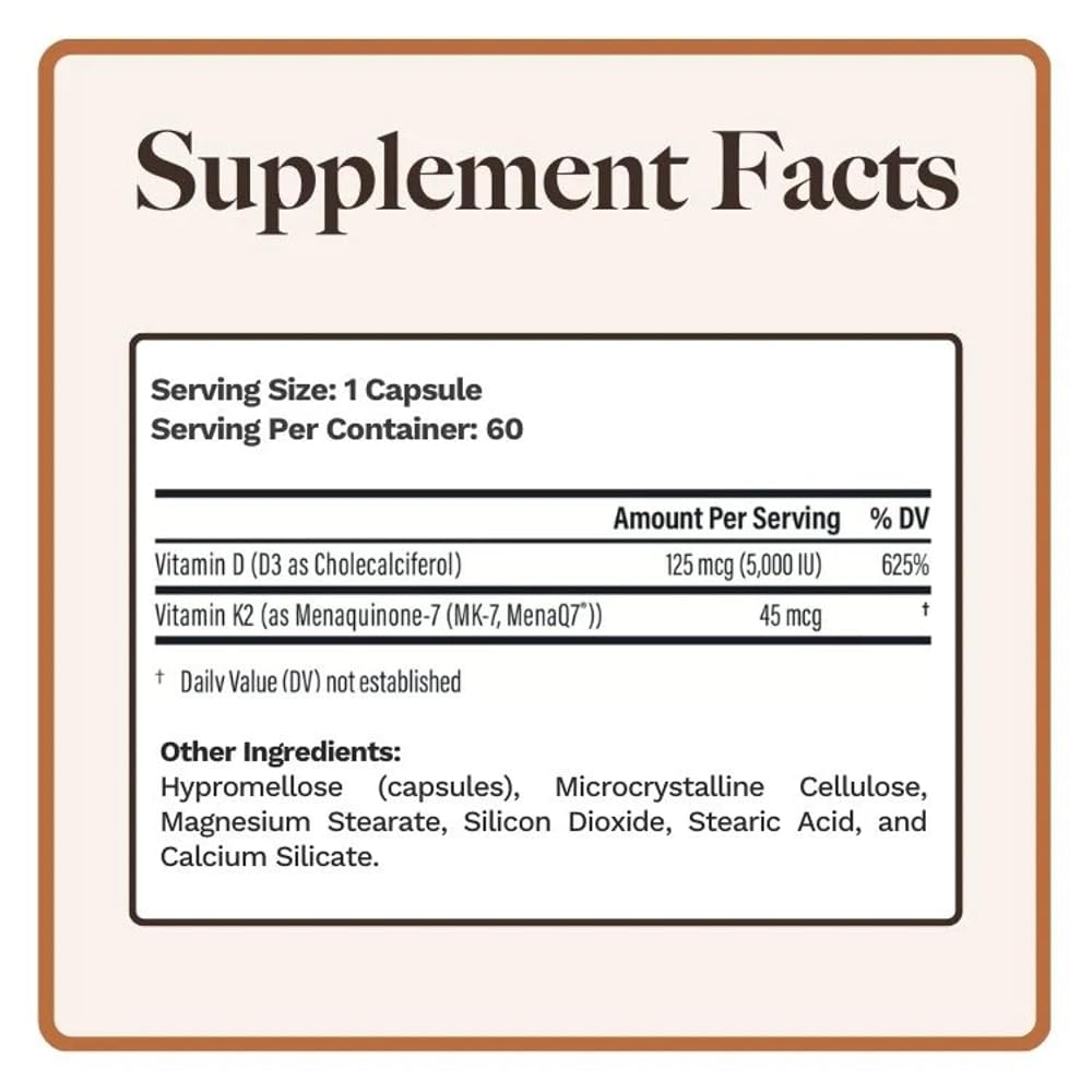 Utzy Naturals Vitamin K2 + D3 High Dose - 60 Vegetarian Capsules - image 5