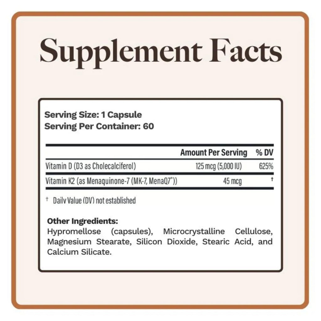 Utzy Naturals Vitamin K2 + D3 High Dose - 60 Vegetarian Capsules - image 5