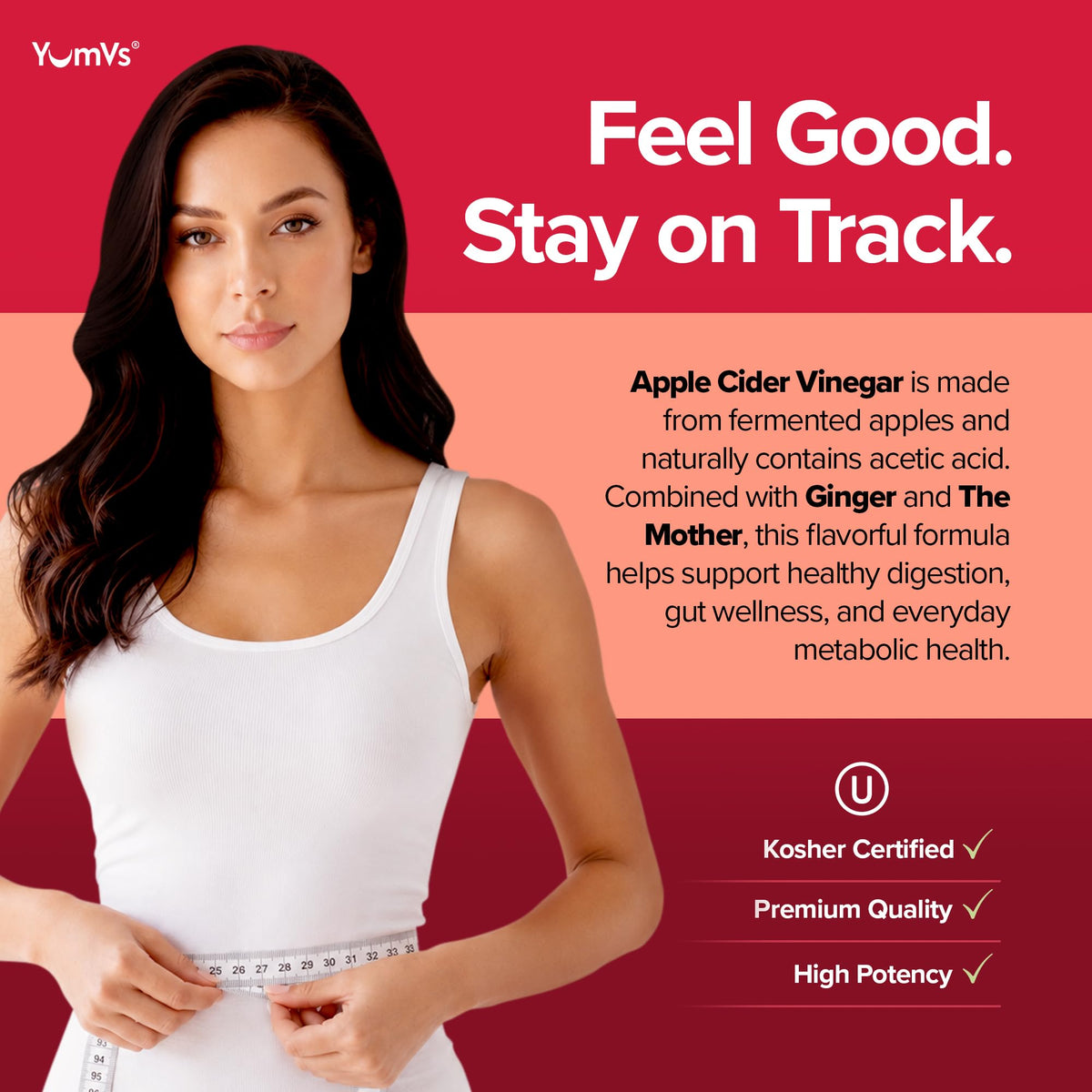 YUM-V'S Apple Cider Vinegar Gummies with Ginger - 60 Count - image 4