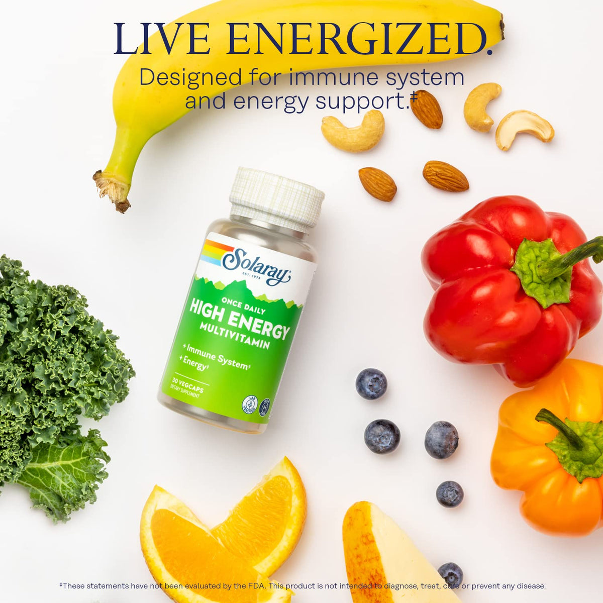 SOLARAY Capsules Multivitamin High Energy Vegetarian Bottle Yes