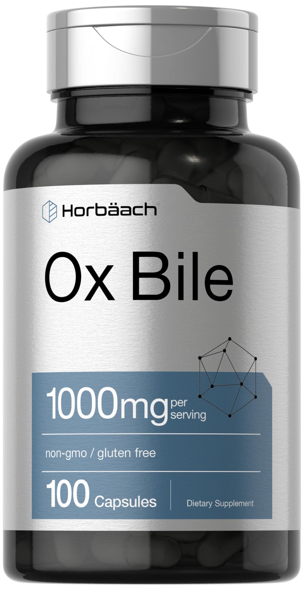 Horbäach Ox Bile Supplement 1000mg - 100 Capsules